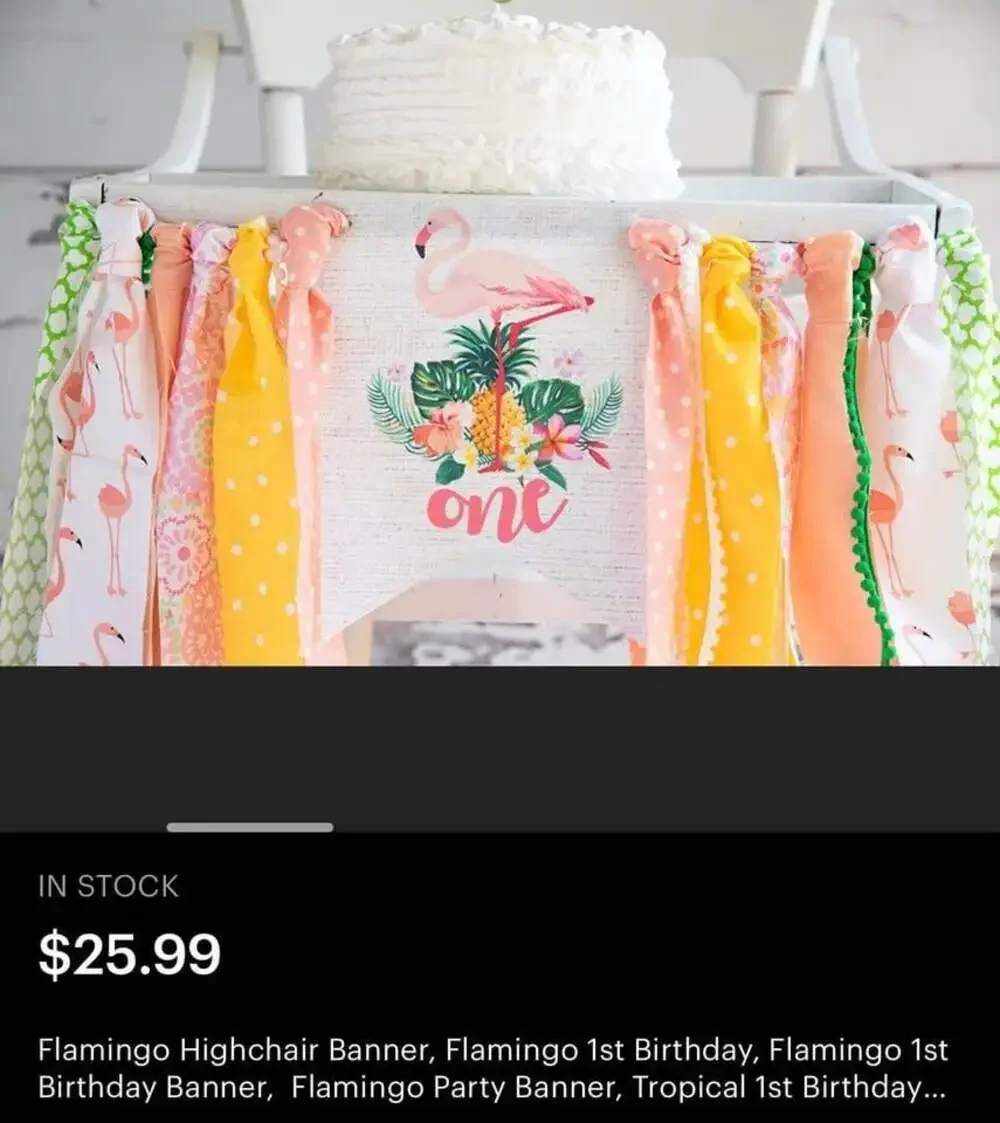1st Birthday Flamingo Highchair Banner
